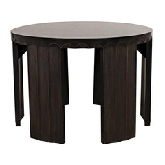Noir Fluted Side Table, Pale with Light Brown Trim-Noir Furniture-Blue Hand Home