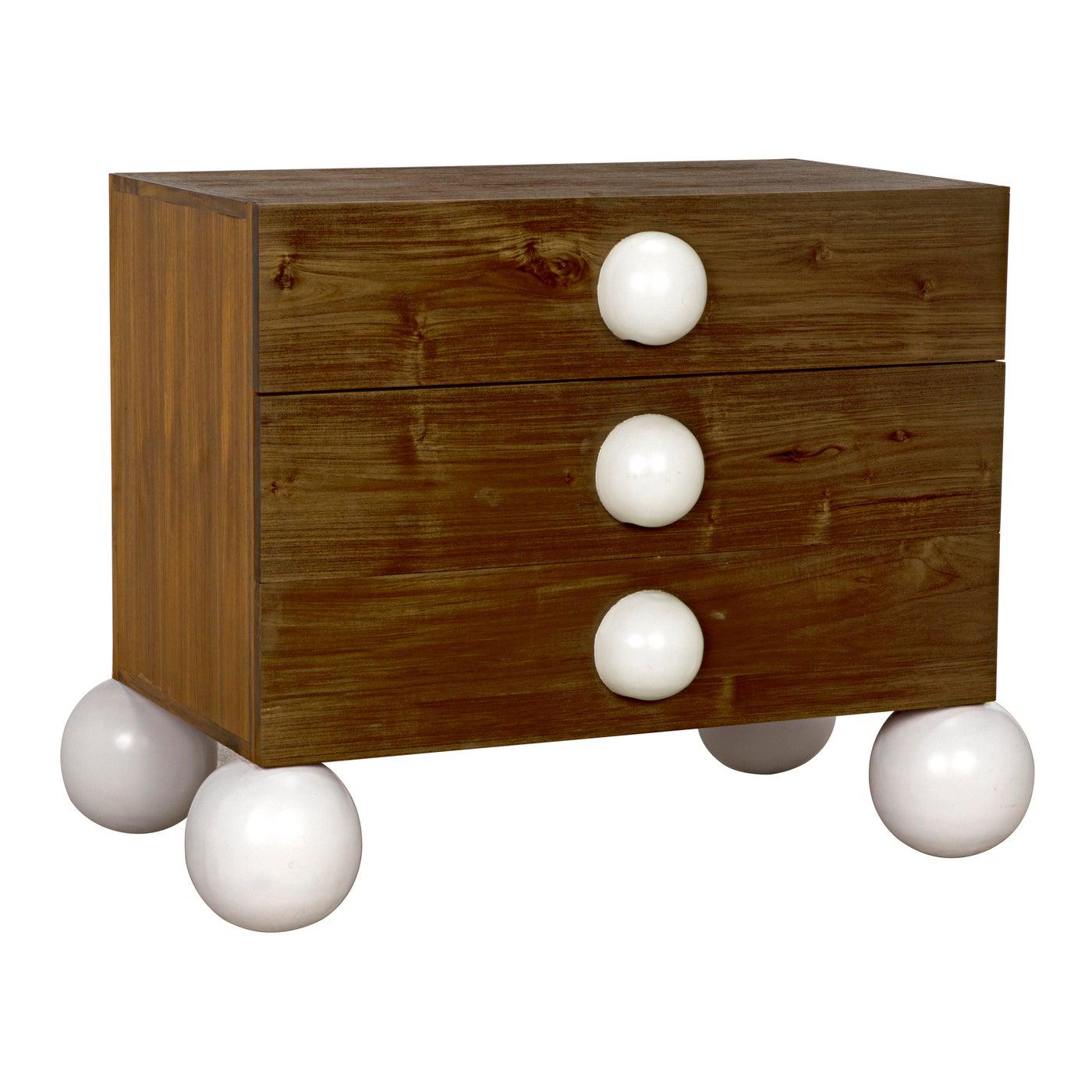 Marcel Side Table, Teak with White Details