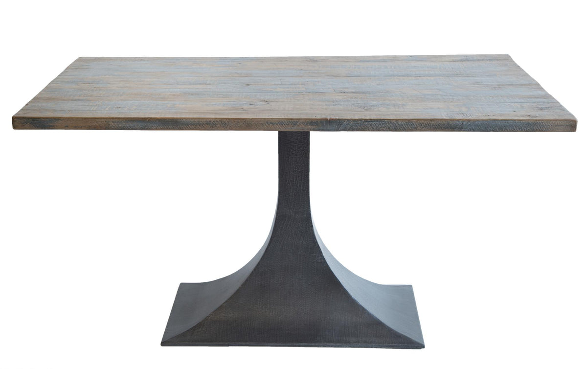 Makenzie Rect Dining Table in Antique Blue / Iron Base-Olde Door Company-Blue Hand Home
