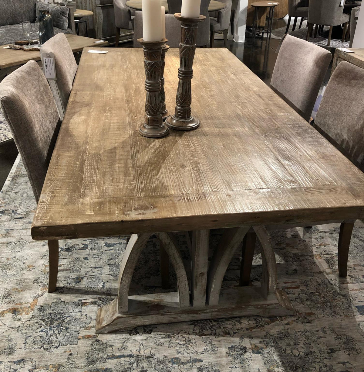 Genevieve Dining Table in Sky Grey-Olde Door Company-Blue Hand Home