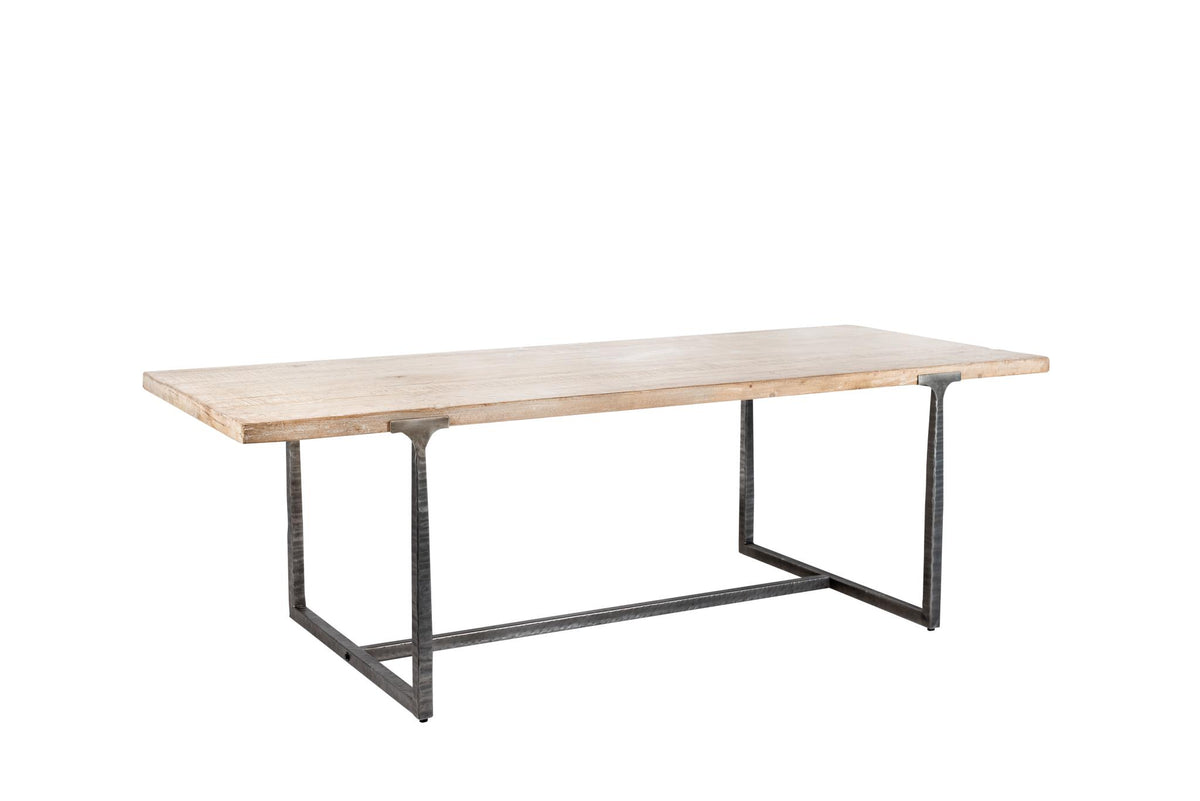Evie Rect Dining Table in Nickel Plated Iron / Sky Grey-Olde Door Company-Blue Hand Home