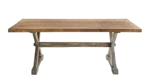 Mimi Dining Table in Natural Top & Antique Blue Base-Olde Door Company-Blue Hand Home