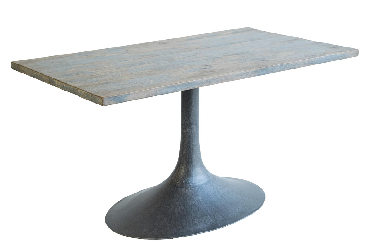 Megan Rect Dining Table in Antique Blue / Iron Base-Olde Door Company-Blue Hand Home