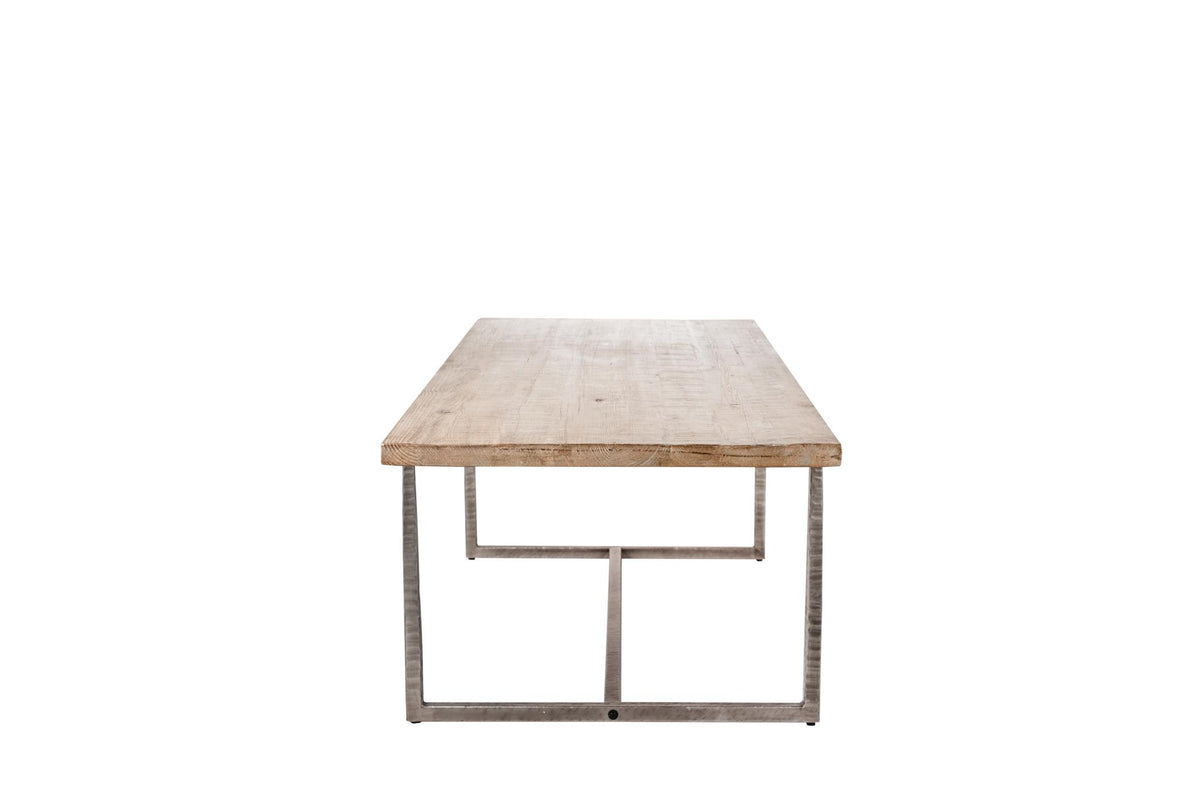 Evie Rect Dining Table in Nickel Plated Iron / Sky Grey-Olde Door Company-Blue Hand Home