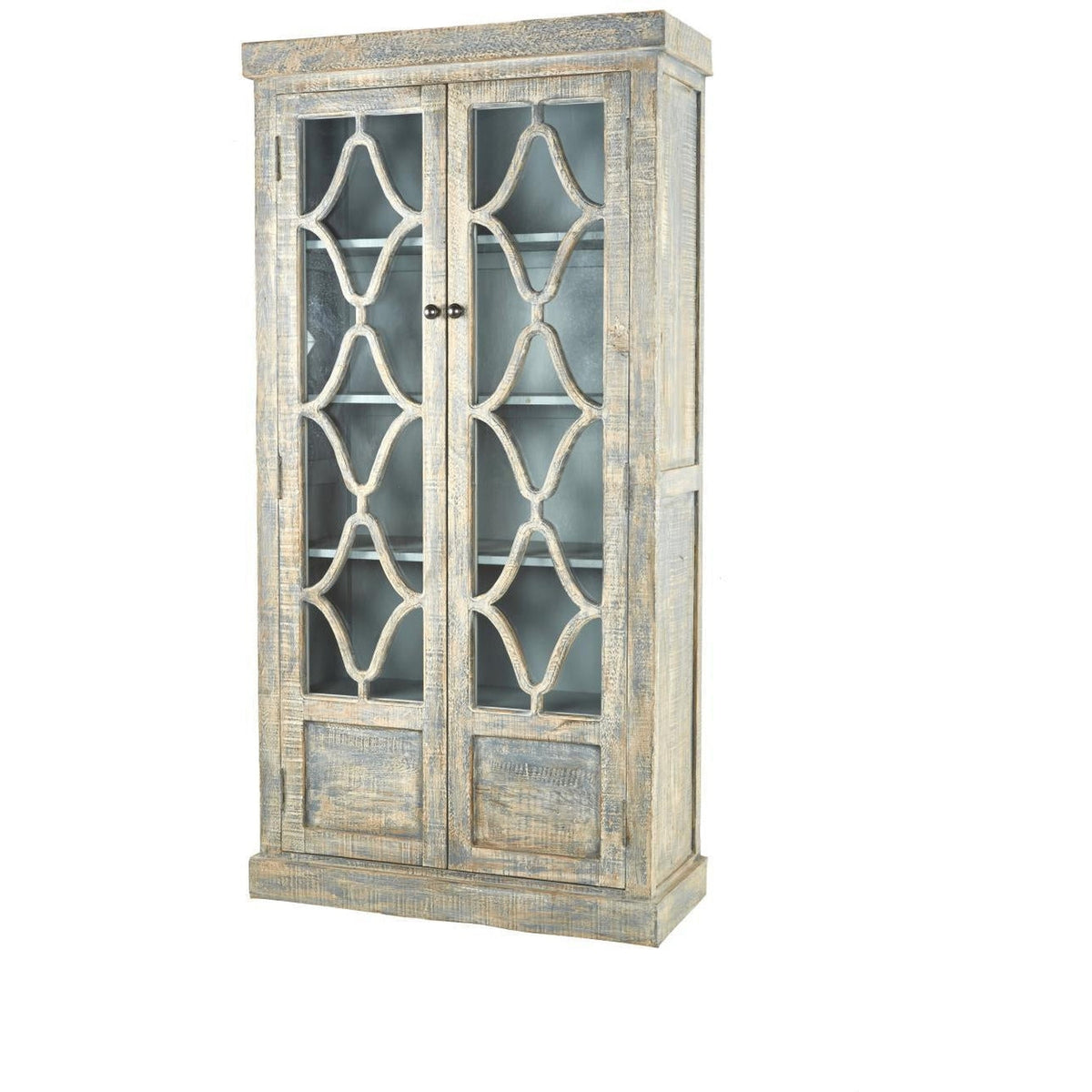 Maribelle Small Cabinet Antique Blue With Blue Interior-Olde Door Company-Blue Hand Home