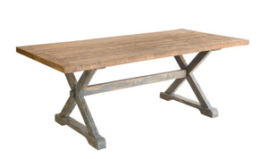 Mimi Dining Table in Natural Top & Antique Blue Base-Olde Door Company-Blue Hand Home