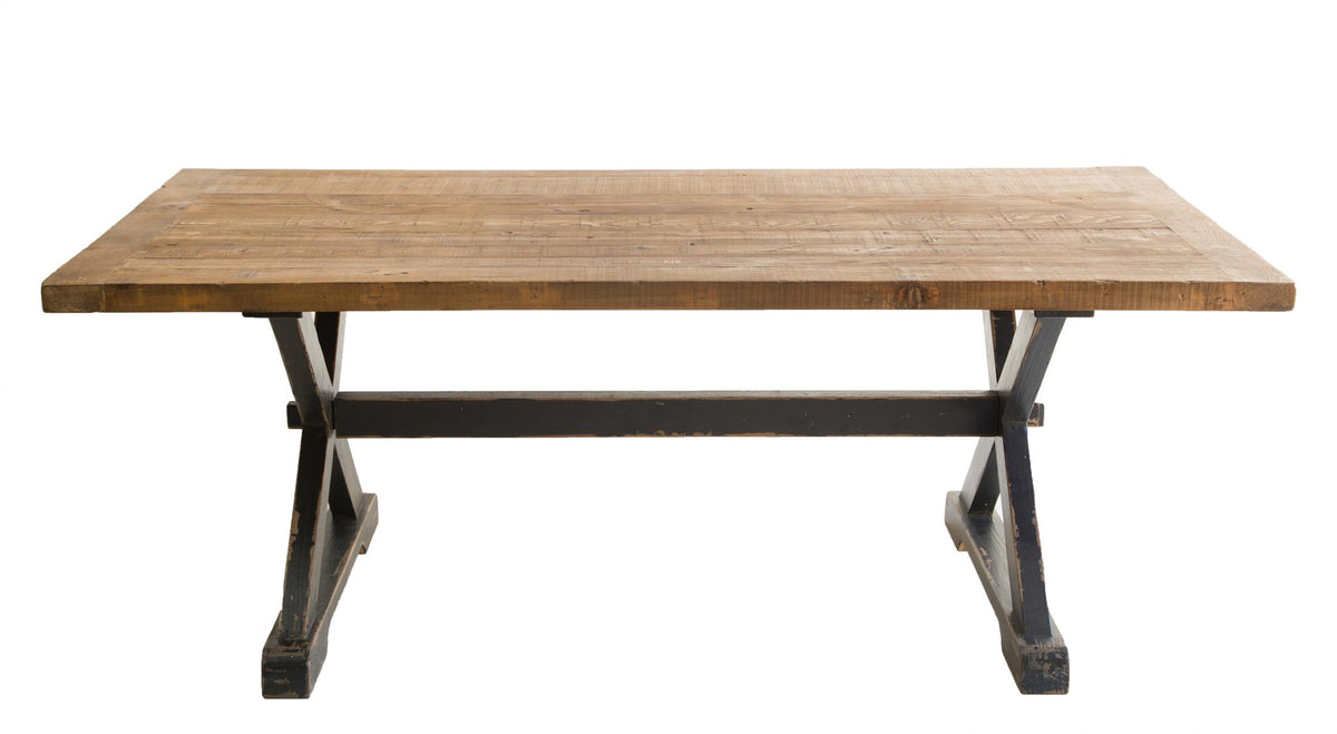 Mimi Dining Table in Natural Top &amp; Antique Black Base-Olde Door Company-Blue Hand Home