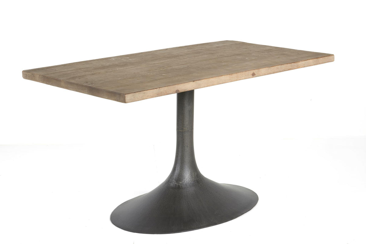 Megan Rect Dining Table in Medium Grey / Iron Base-Olde Door Company-Blue Hand Home