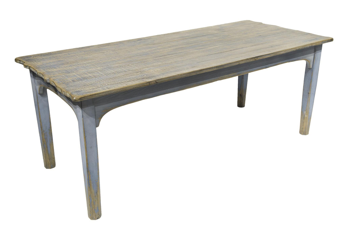 Amelia Dining Table in Antique Blue Top &amp; Distressed Light Blue Base-Olde Door Company-Blue Hand Home