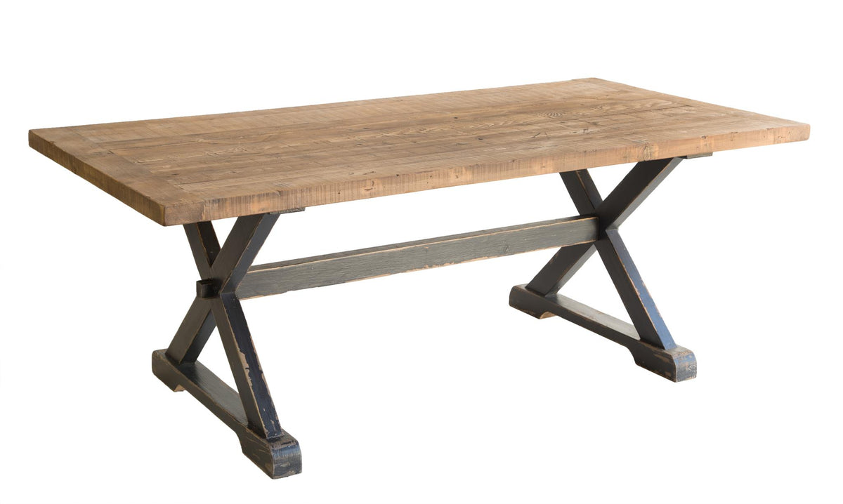 Mimi Dining Table in Natural Top &amp; Antique Black Base-Olde Door Company-Blue Hand Home