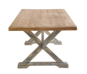 Mimi Dining Table in Natural Top & Antique Blue Base-Olde Door Company-Blue Hand Home