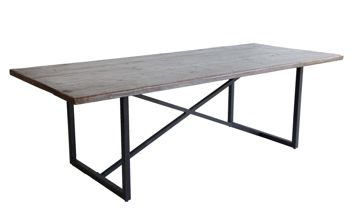 Logan Dining Table in Shiny Antique Grey / Iron Base-Olde Door Company-Blue Hand Home