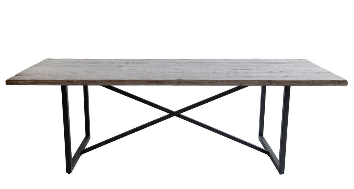 Logan Dining Table in Shiny Antique Grey / Iron Base-Olde Door Company-Blue Hand Home