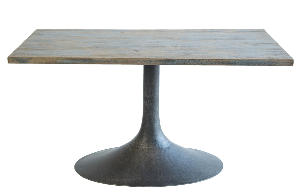 Megan Rect Dining Table in Antique Blue / Iron Base-Olde Door Company-Blue Hand Home