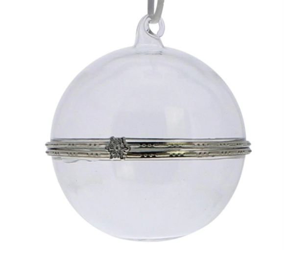Glass Keepsake Box Ornament-HomArt-Blue Hand Home