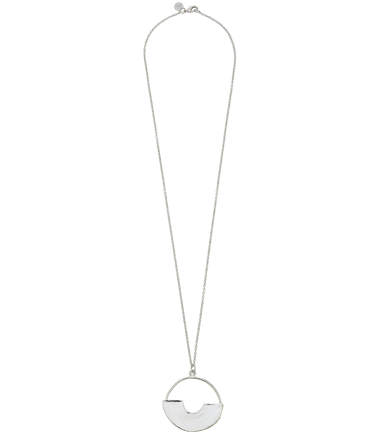 30in Handcast Silver Half Disc Necklace-Susan Shaw Jewelry-Blue Hand Home