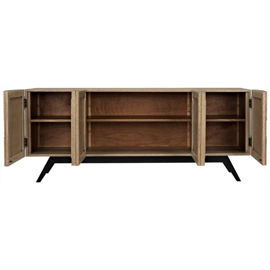 Noir Illusion Sideboard with Metal Base, Bleached Walnut-Noir Furniture-Blue Hand Home