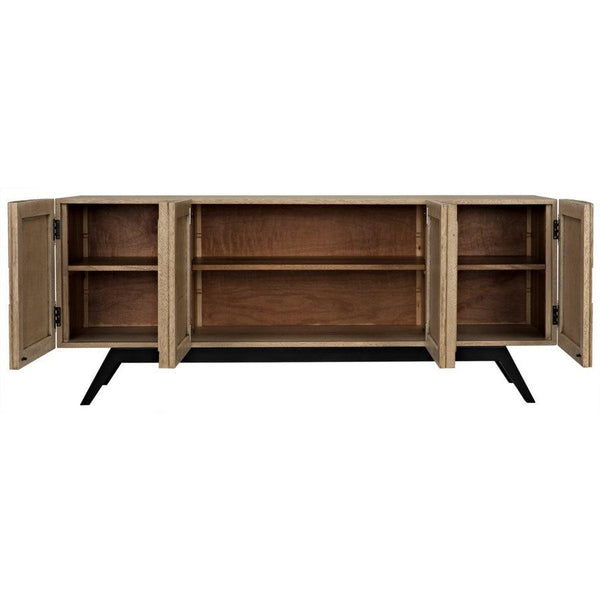 Noir Illusion Sideboard with Metal Base, Bleached Walnut-Noir Furniture-Blue Hand Home