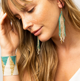 Ivory With Teal Ombre Luxe Earring-Ink + Alloy-Blue Hand Home