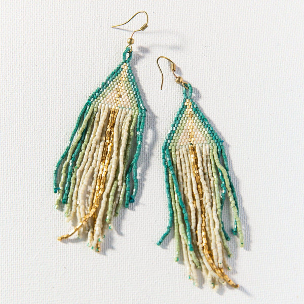 Ivory With Teal Ombre Luxe Earring-Ink + Alloy-Blue Hand Home