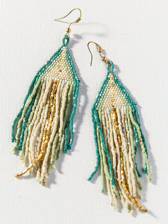 Ivory With Teal Ombre Luxe Earring