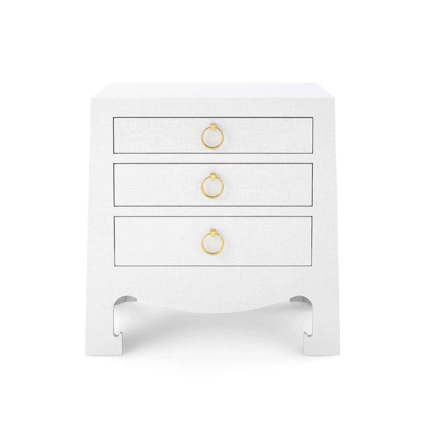 Villa & House - Jacqui 3-Drawer Side Table In White Grasscloth-Bungalow 5-Blue Hand Home