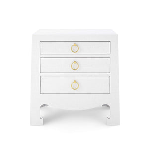 Villa & House - Jacqui 3-Drawer Side Table In White Grasscloth-Bungalow 5-Blue Hand Home