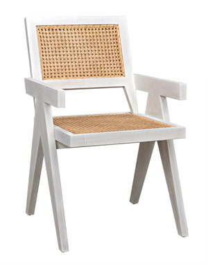 Noir Furniture Jude Chair with Caning, White Wash-Noir Furniture-Blue Hand Home