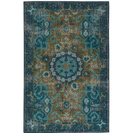 Jaipur Kai Rugs - Deep Teal and Avocado-Jaipur Living-Blue Hand Home