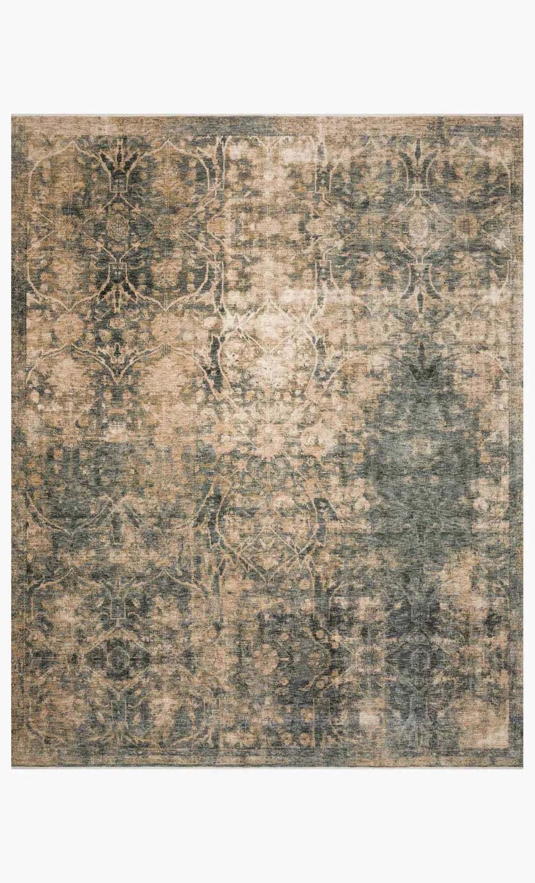 Kennedy Rug Magnolia Home by Joanna Gaines - KEN-02 Lagoon/Sand-Loloi Rugs-Blue Hand Home