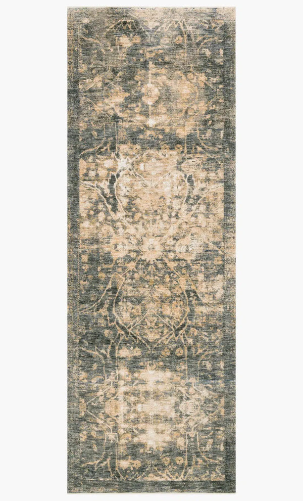 Kennedy Rug Magnolia Home by Joanna Gaines - KEN-02 Lagoon/Sand-Loloi Rugs-Blue Hand Home