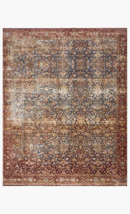 Kennedy Rug Magnolia Home by Joanna Gaines - KEN-05 Denim/Brick-Loloi Rugs-Blue Hand Home