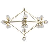 Pluto Chandelier, Large, Metal with Brass Finish and Glass-Noir Furniture-Blue Hand Home