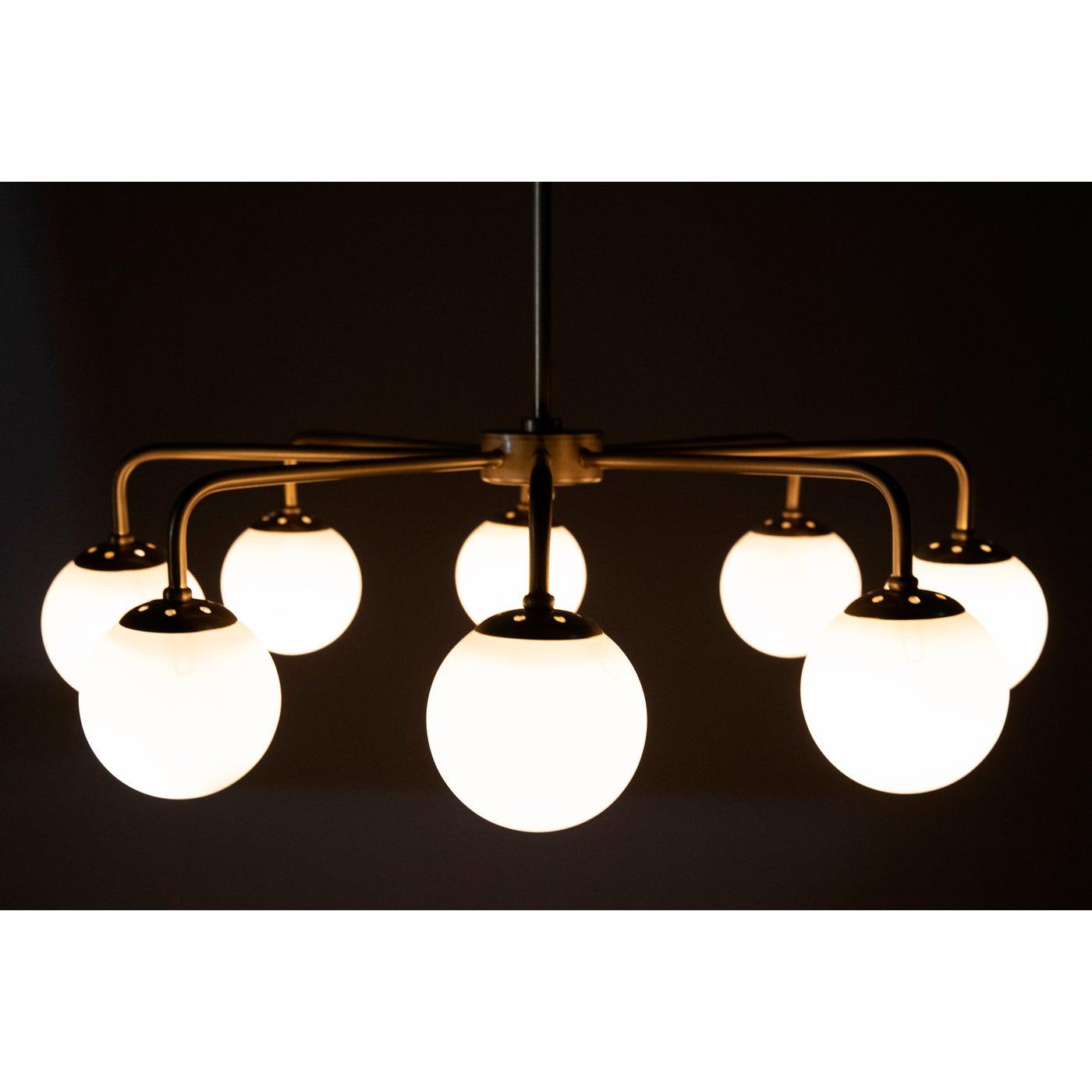 Larenta Chandelier, Antique Brass and Glass
