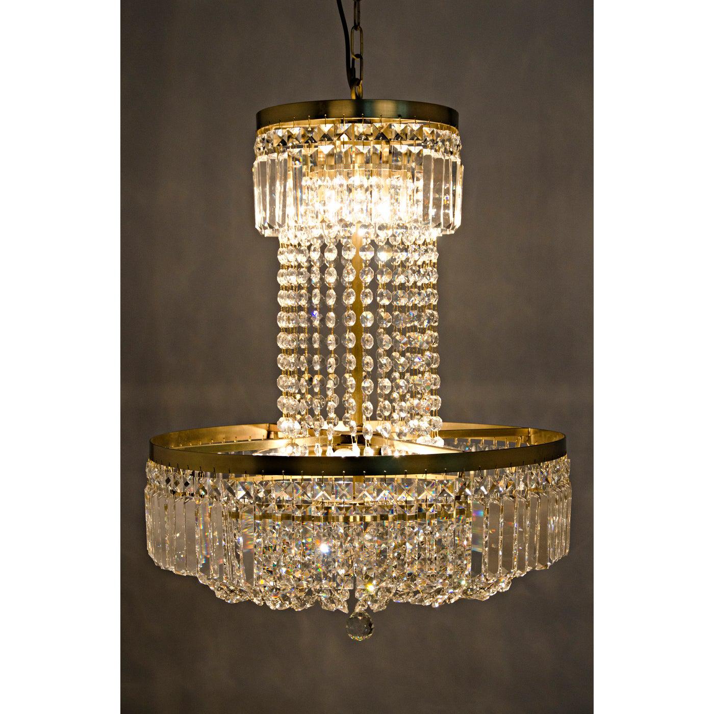 St. Petersburg Chandelier, Antique Brass and Glass