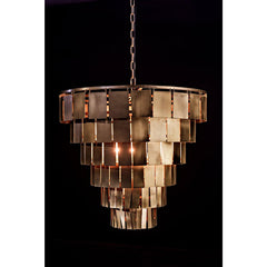 Shield Chandelier, Metal with Brass Finish