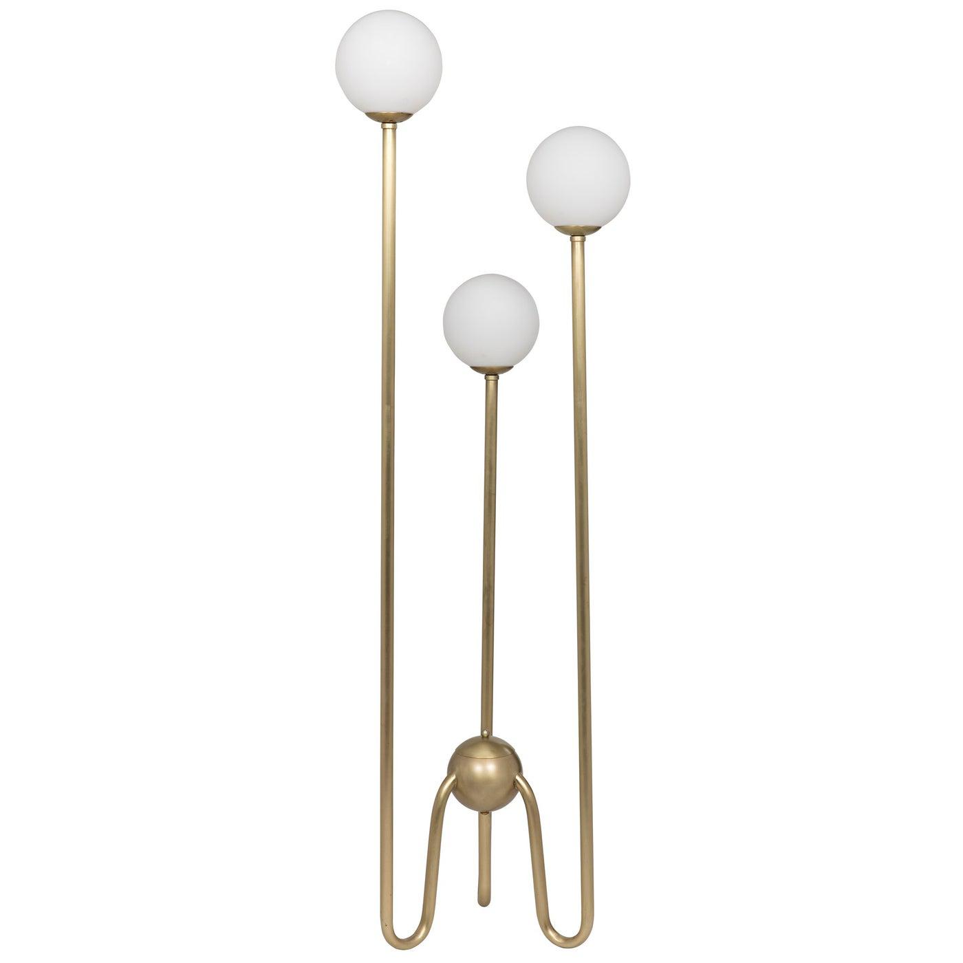 Seafield Floor Lamp, Antique Brass and Glass