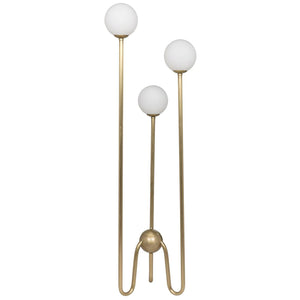 Seafield Floor Lamp, Antique Brass and Glass-Noir Furniture-Blue Hand Home