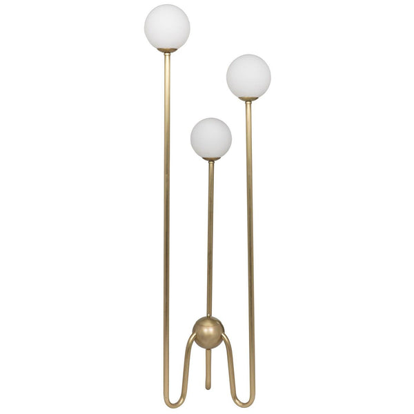 Seafield Floor Lamp, Antique Brass and Glass-Noir Furniture-Blue Hand Home