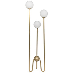 Seafield Floor Lamp, Antique Brass and Glass