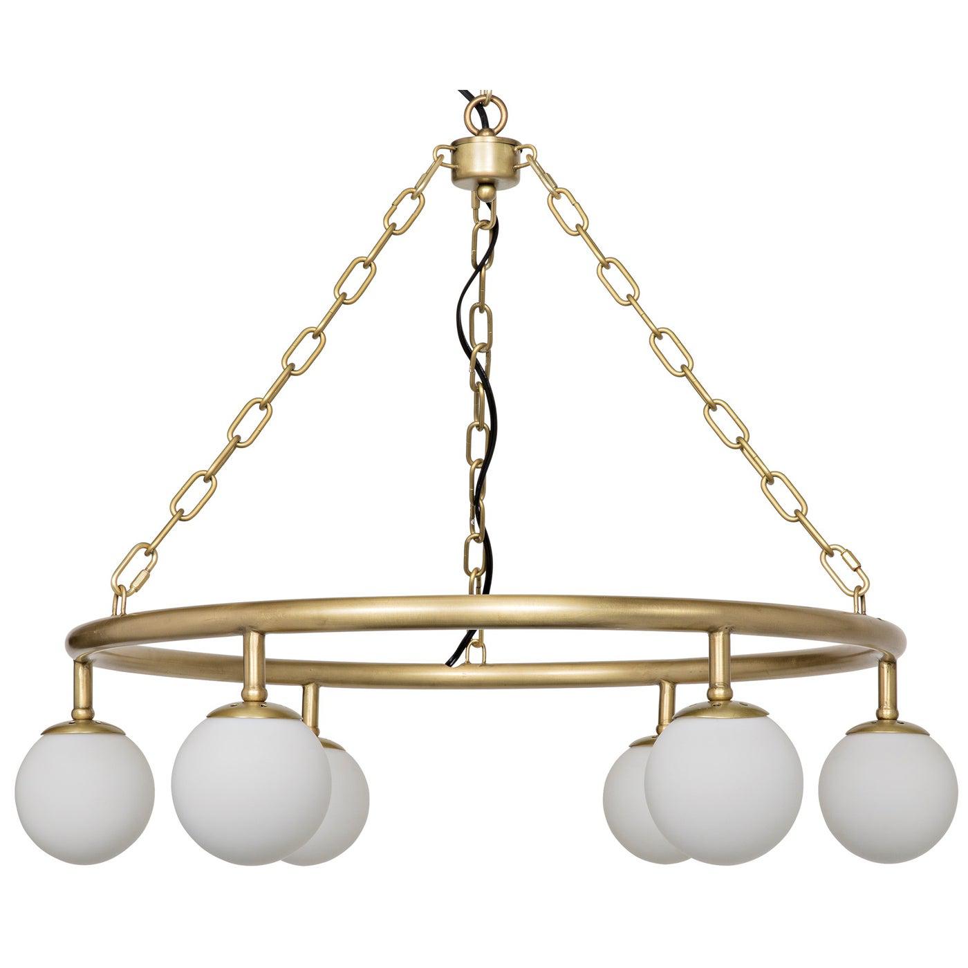 Modena Chandelier, Small, Metal with Brass Finish-Noir Furniture-Blue Hand Home