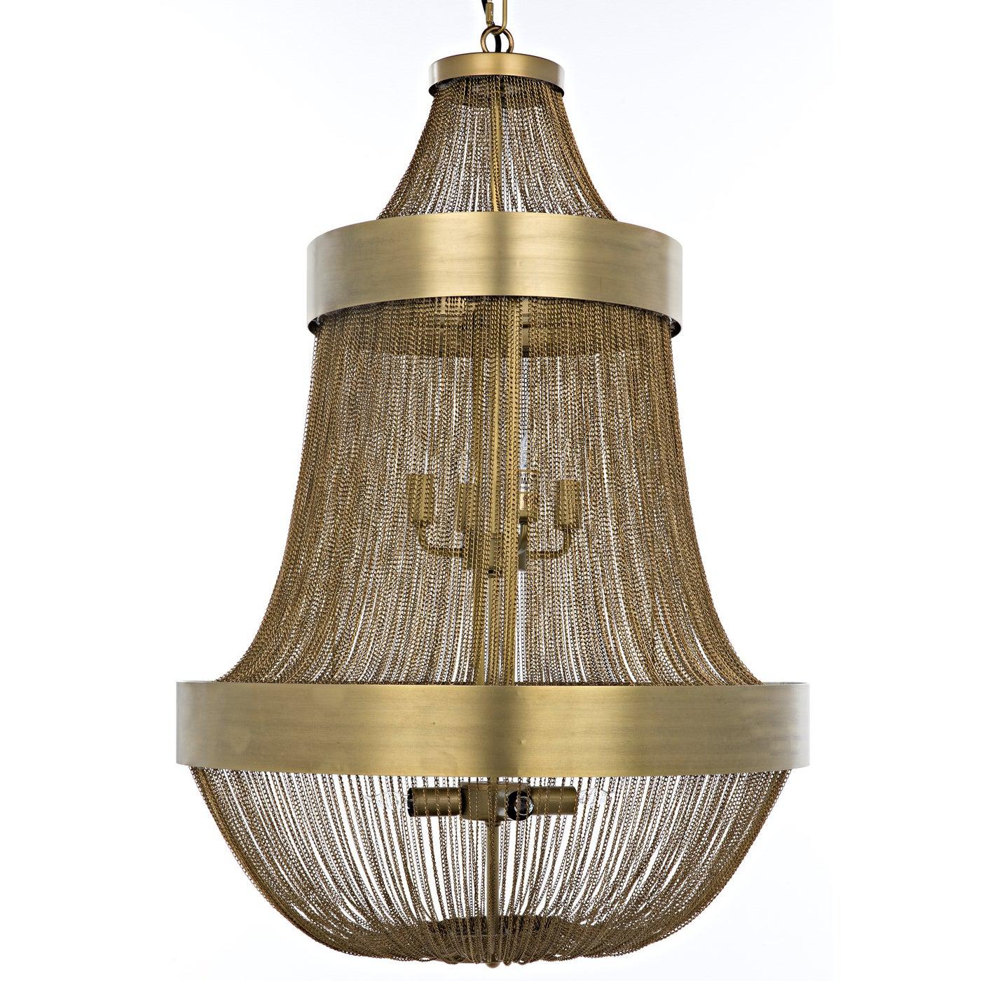 Pavilion Chandelier, Metal with Brass Finish