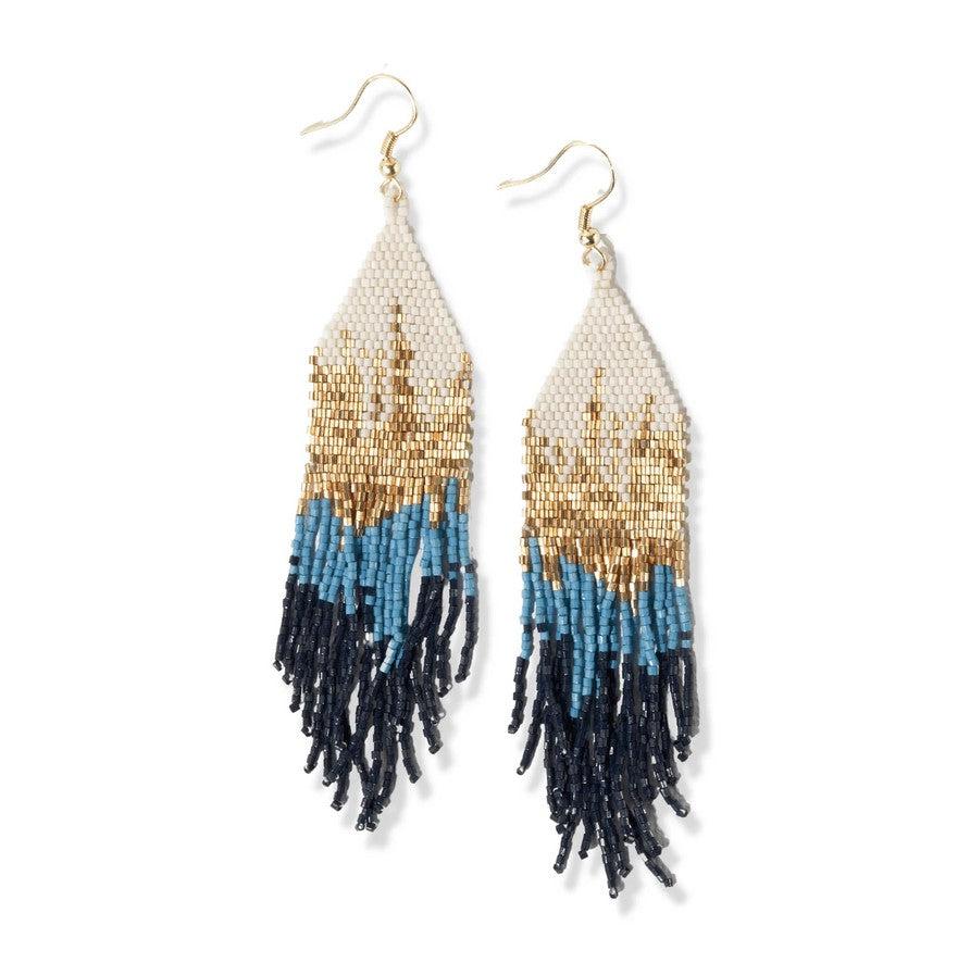 Blue Navy Mixed Metallic Luxe Ombre Earrings-Blue Hand Home