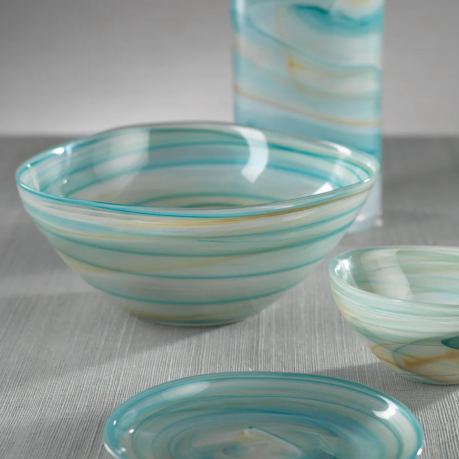 Lagoon Alabaster Glass Bowl - Large-Blue Hand Home