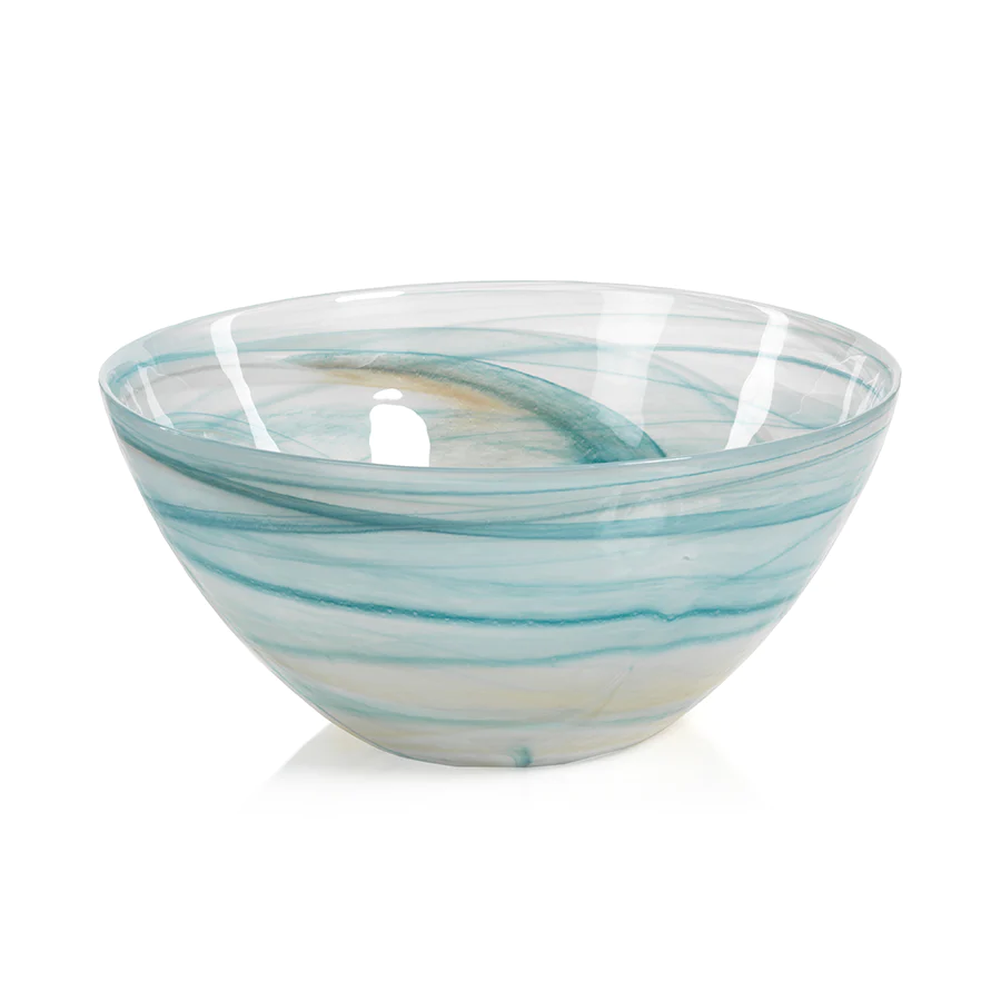 Lagoon Alabaster Glass Bowl - Large-Blue Hand Home