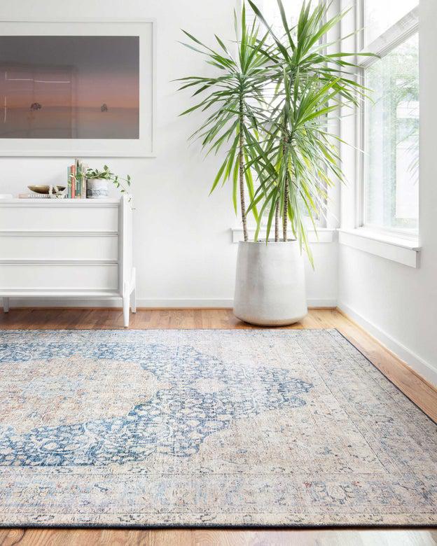 Loloi Rugs Layla Collection - LAY-07 Blue/Tangerine-Loloi Rugs-Blue Hand Home