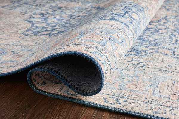 Loloi Rugs Layla Collection - LAY-07 Blue/Tangerine-Loloi Rugs-Blue Hand Home