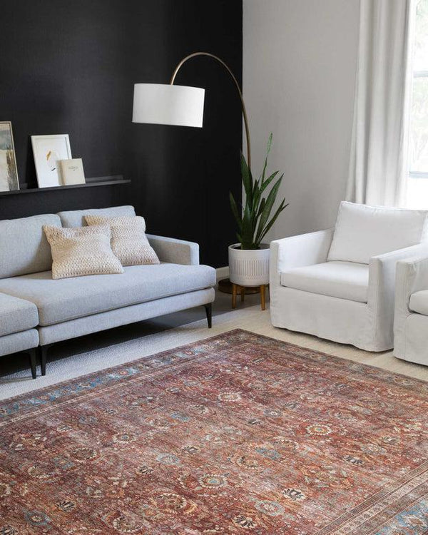 Loloi Rugs Layla Collection - LAY-01 Brick/Blue-Loloi Rugs-Blue Hand Home