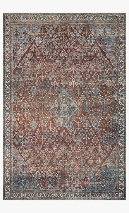 Lenna Rug Magnolia Home by Joanna Gaines - LEA-04 Brick/Sky-Loloi Rugs-Blue Hand Home