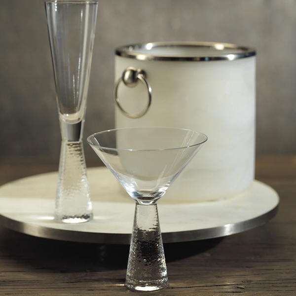 Livogno Martini Glass on Hammered Stem-Blue Hand Home